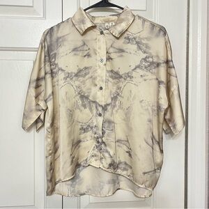 Oversized Satin Button-Down Top- Size: XS
